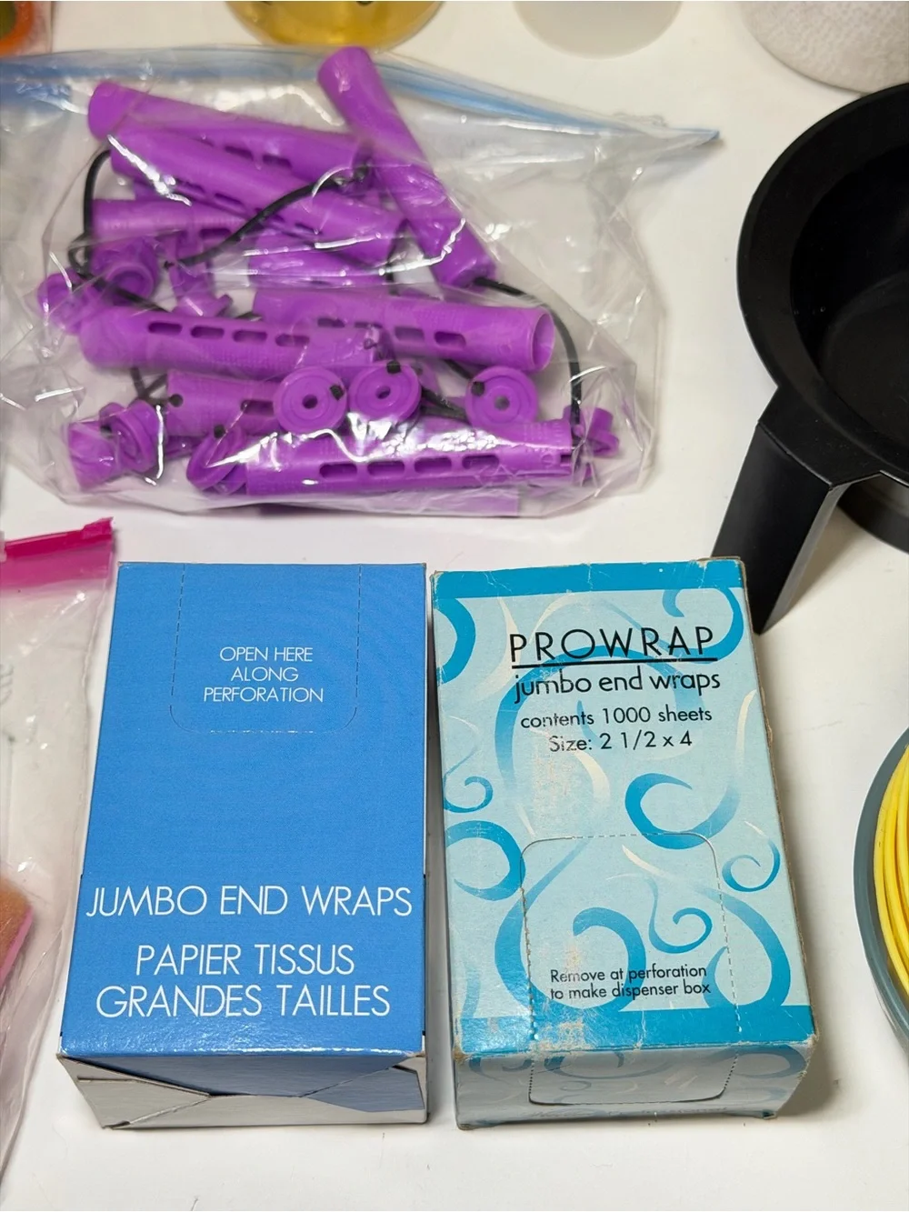Salon Hair Styling Lot – Perm Rods, Curlers, Color Mixing Bowls, Clips & Pins